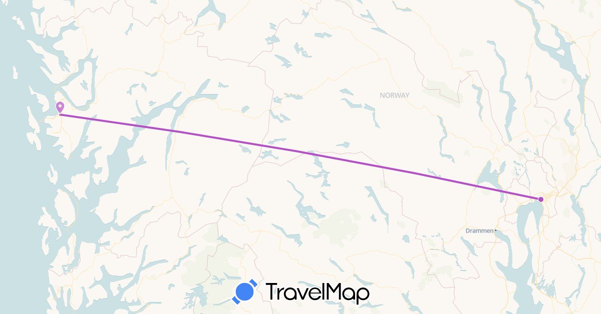 TravelMap itinerary: train in Norway (Europe)